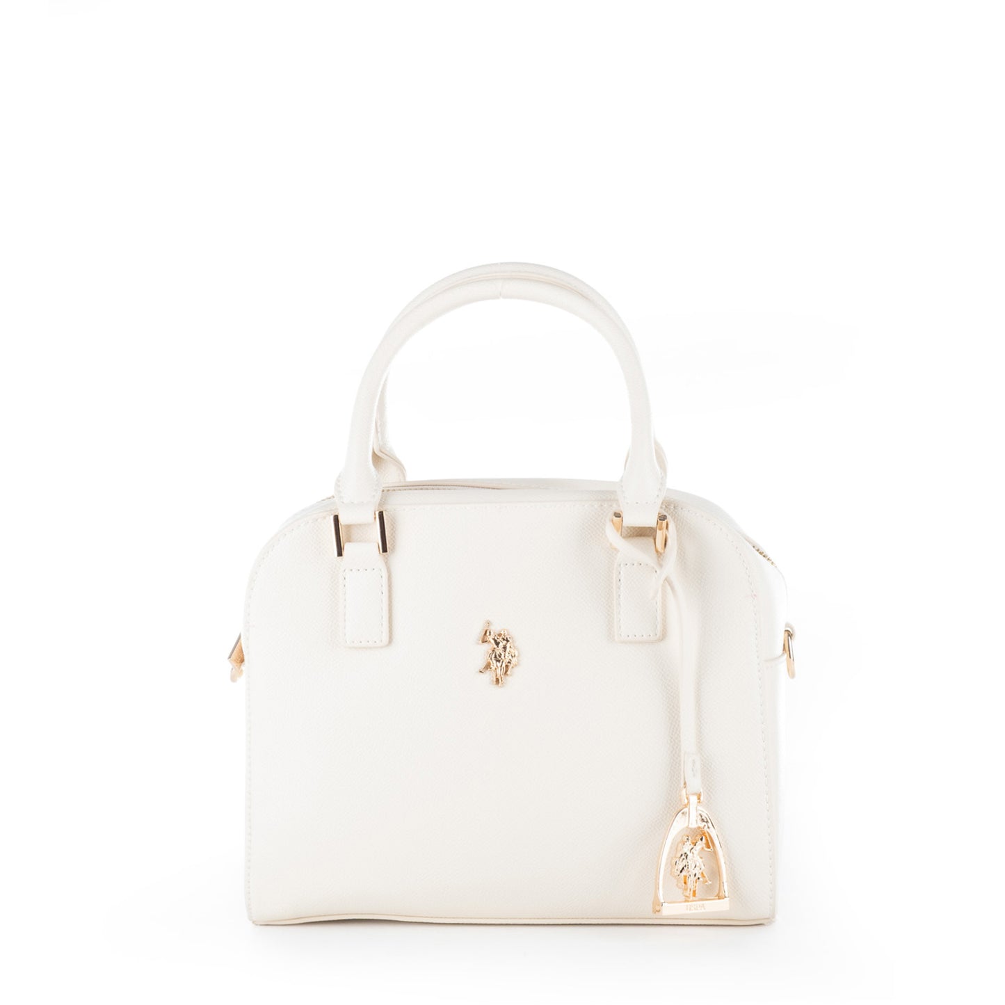 Bolsa Satchel U.S. Polo Assn. Branca com Alças e Detalhes Dourados