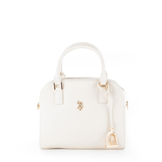 Bolsa Satchel U.S. Polo Assn. Branca com Alças e Detalhes Dourados