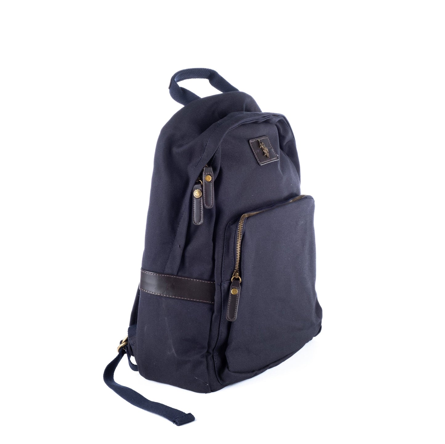 Mochila Unisexo US Polo em Tecido Azul Escuro com Bolso Frontal e Alça Superior