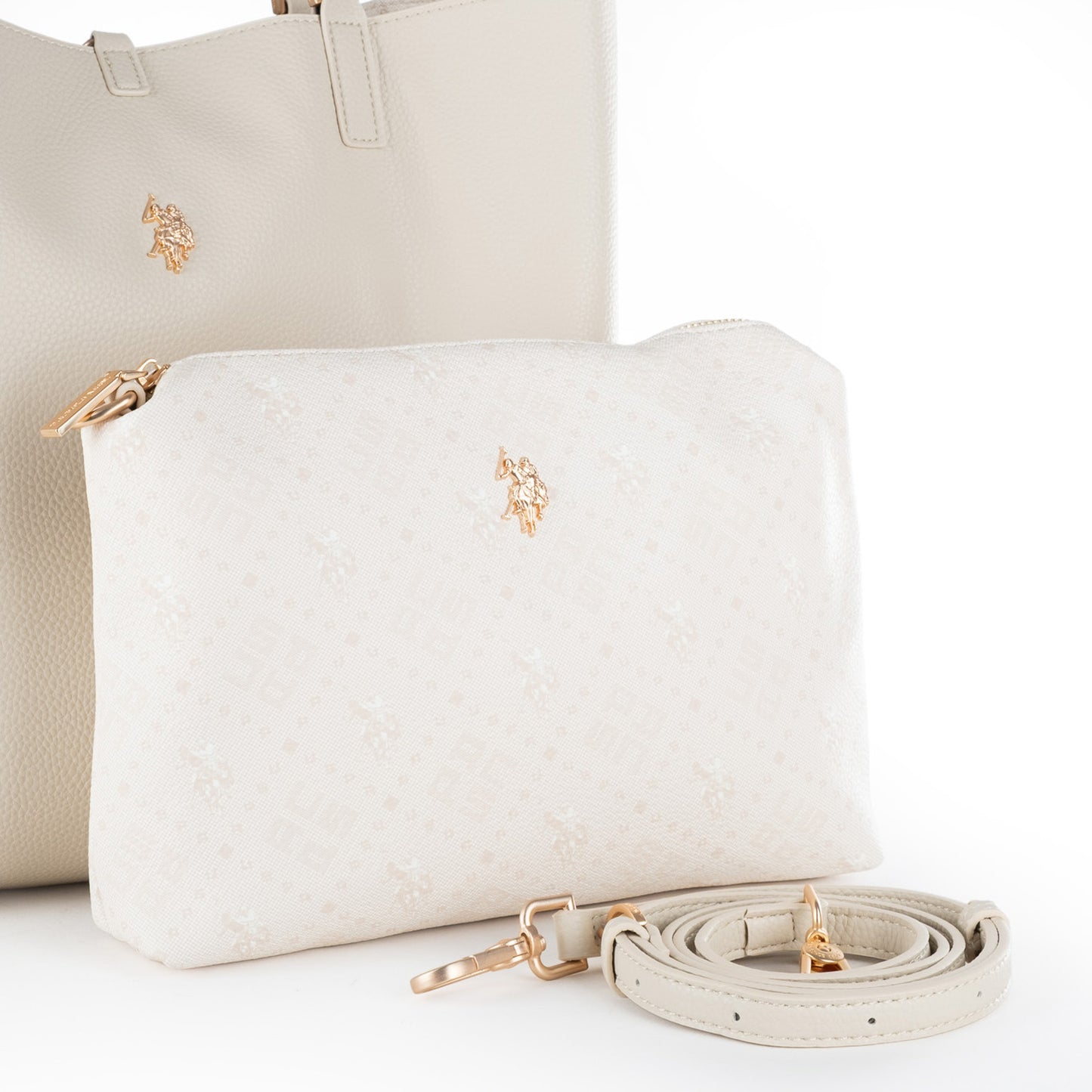 Bolsa Tote U.S. Polo Assn. Branca com Bolsa Removível e Alças Duplas