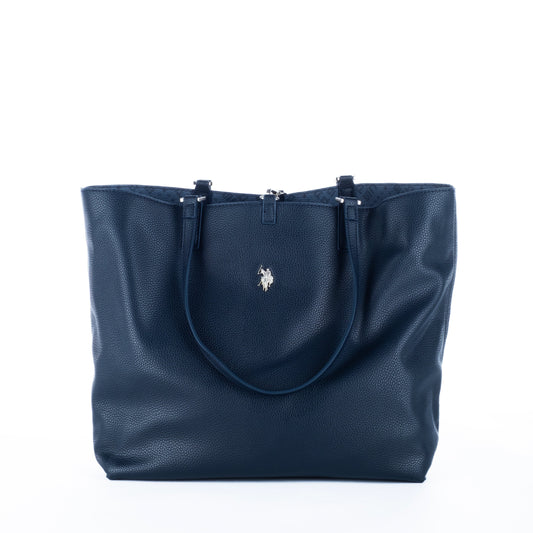 Bolsa Tote Feminina US Polo Azul Marinho com Logo Metálico