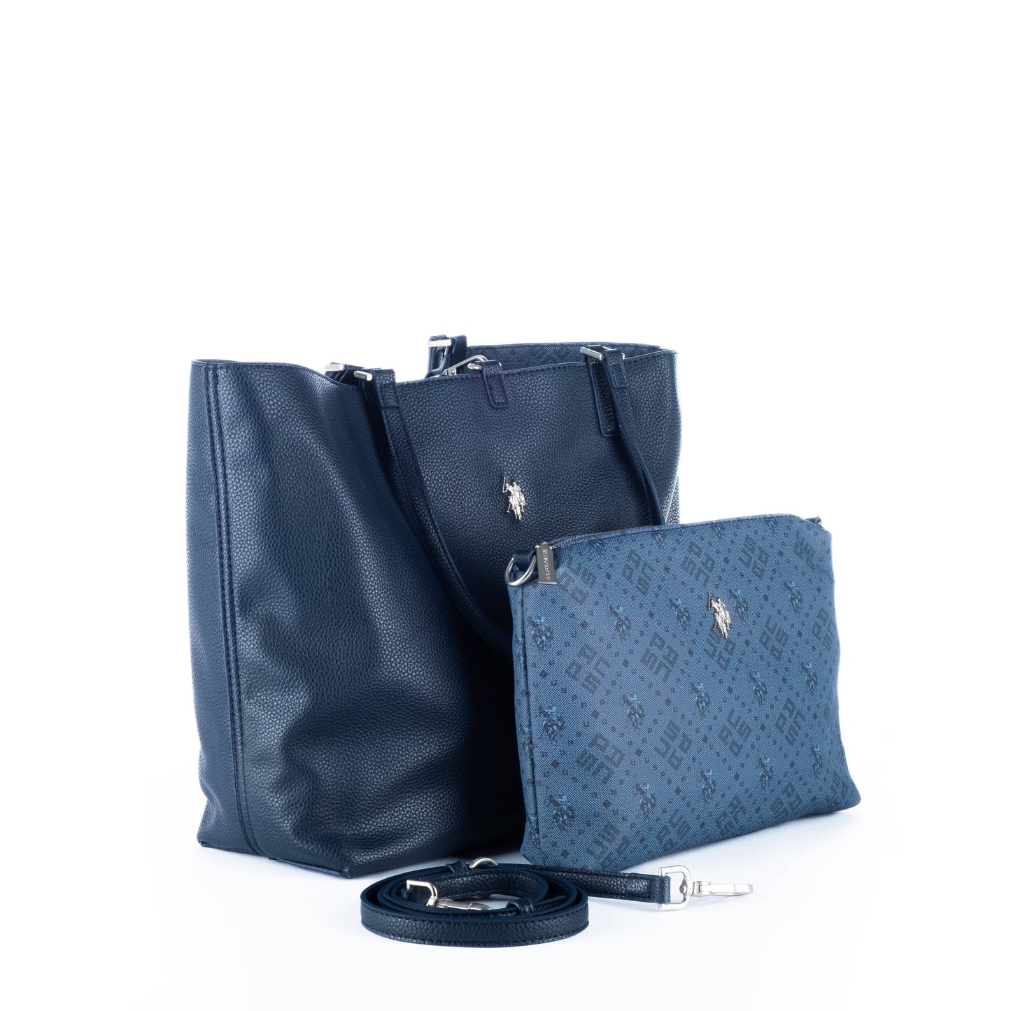 Bolsa Tote Feminina US Polo Azul Marinho com Logo Metálico