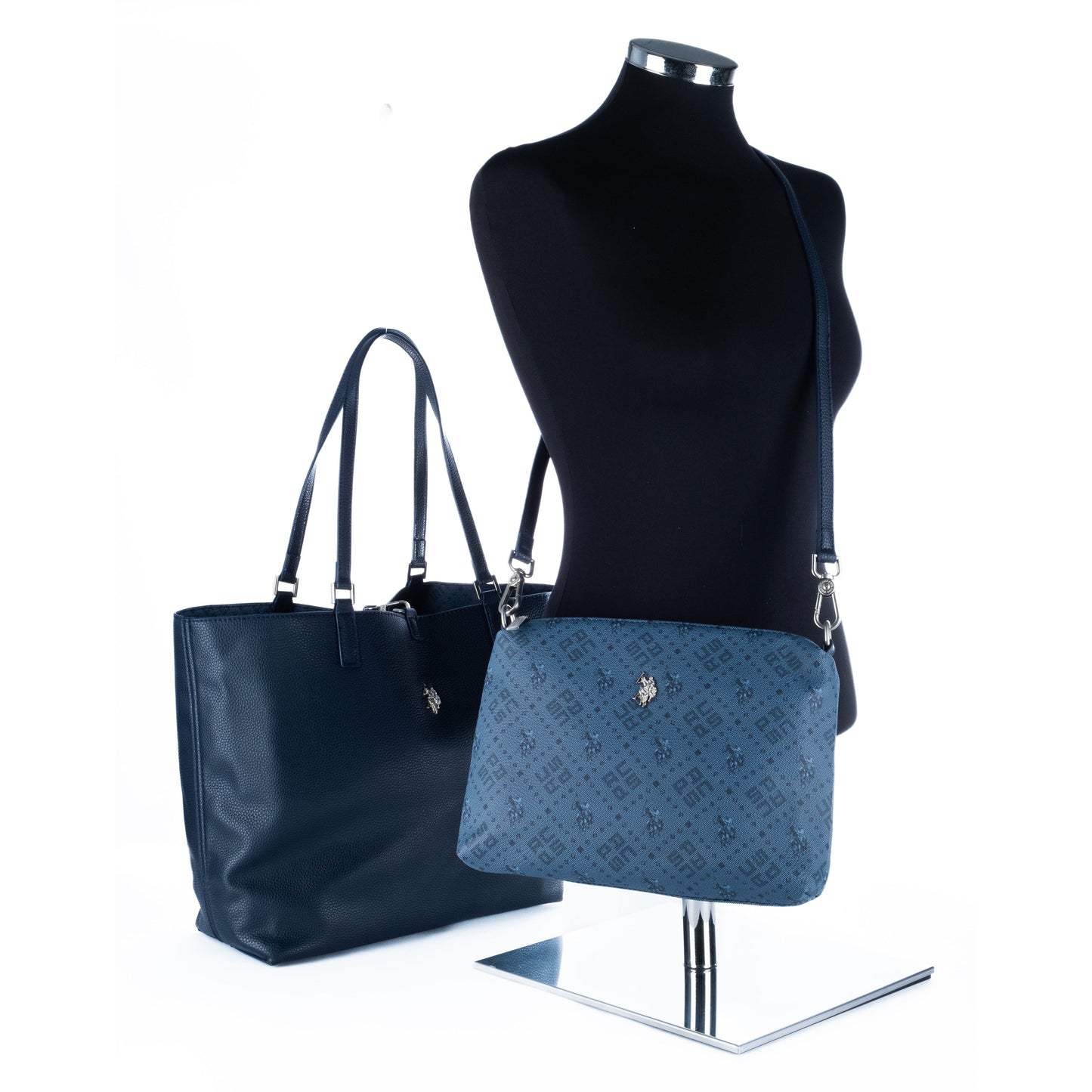 Bolsa Tote Feminina US Polo Azul Marinho com Logo Metálico