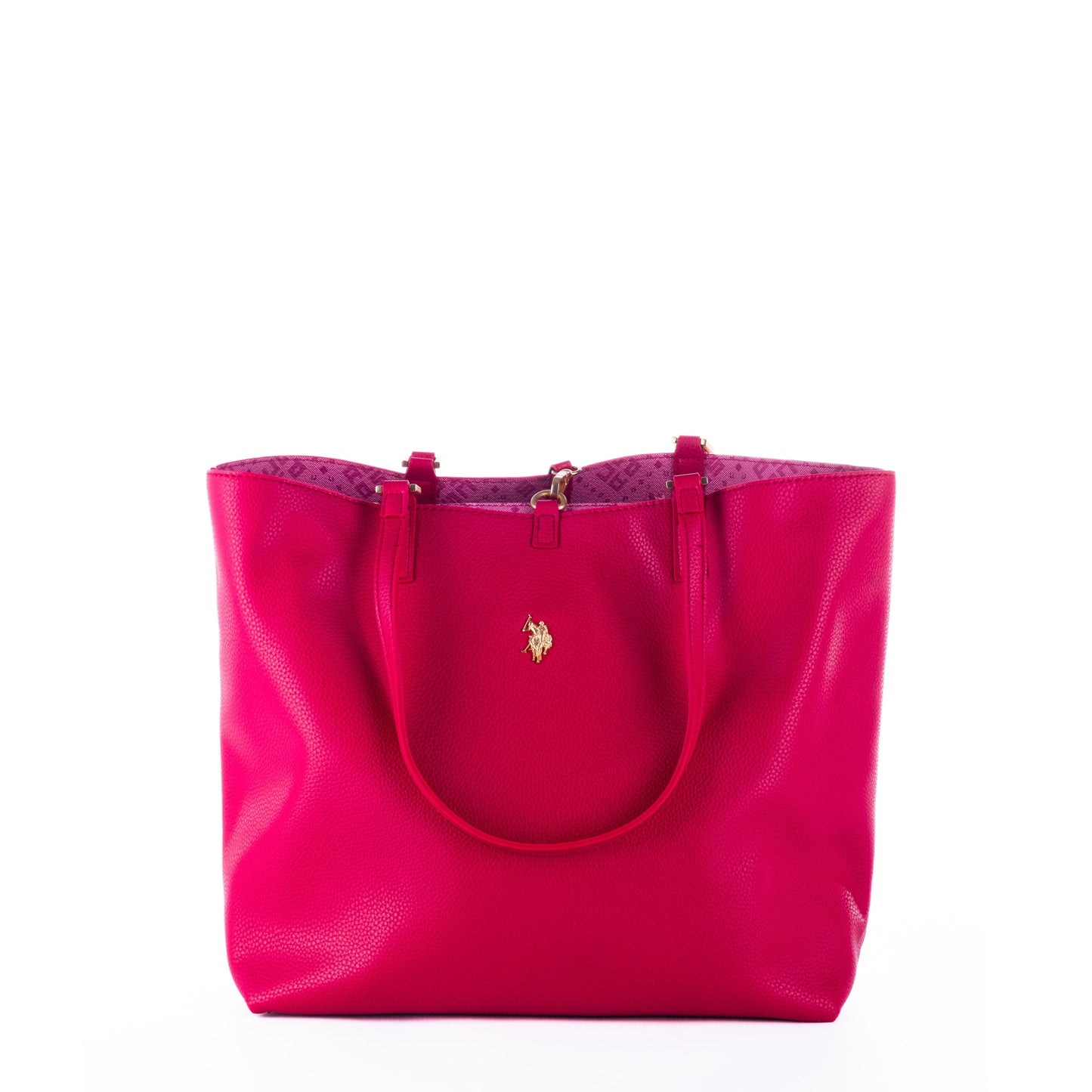 Bolsa Tote Feminina US Polo Rosa com Detalhe Dourado