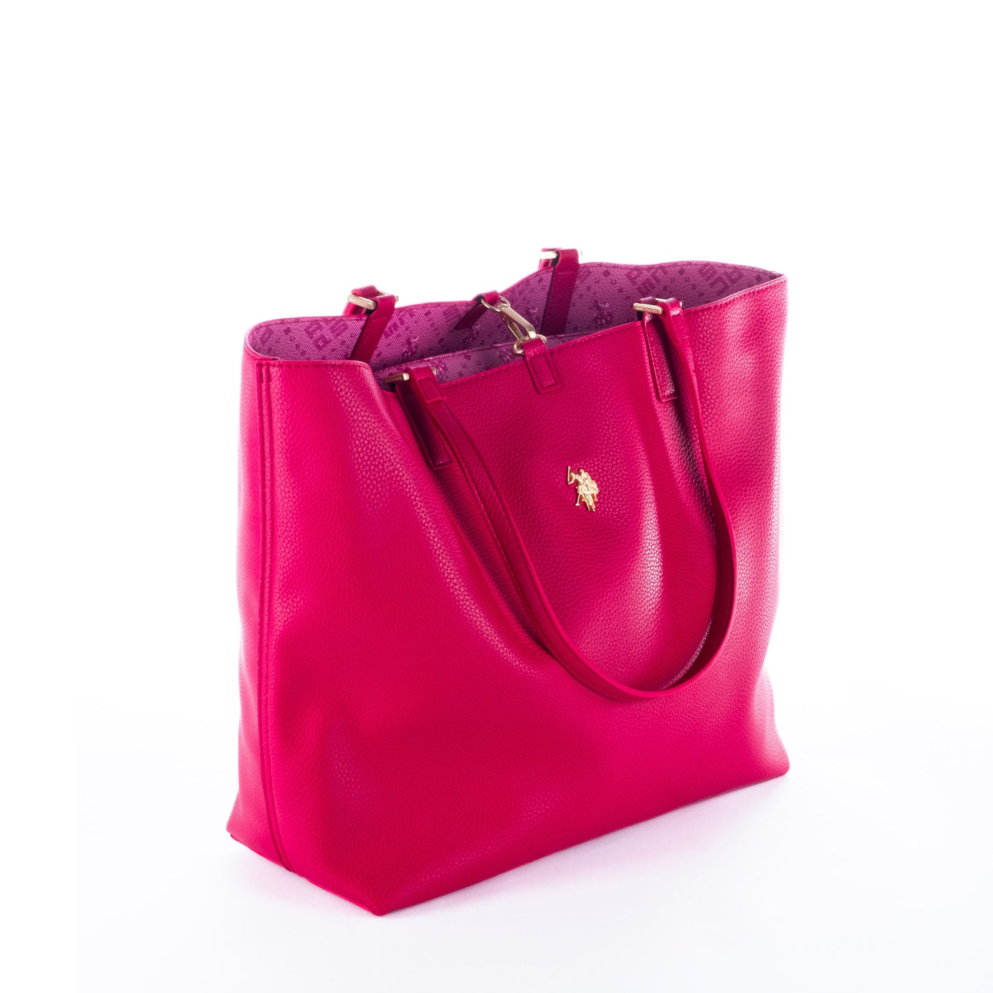 Bolsa Tote Feminina US Polo Rosa com Detalhe Dourado