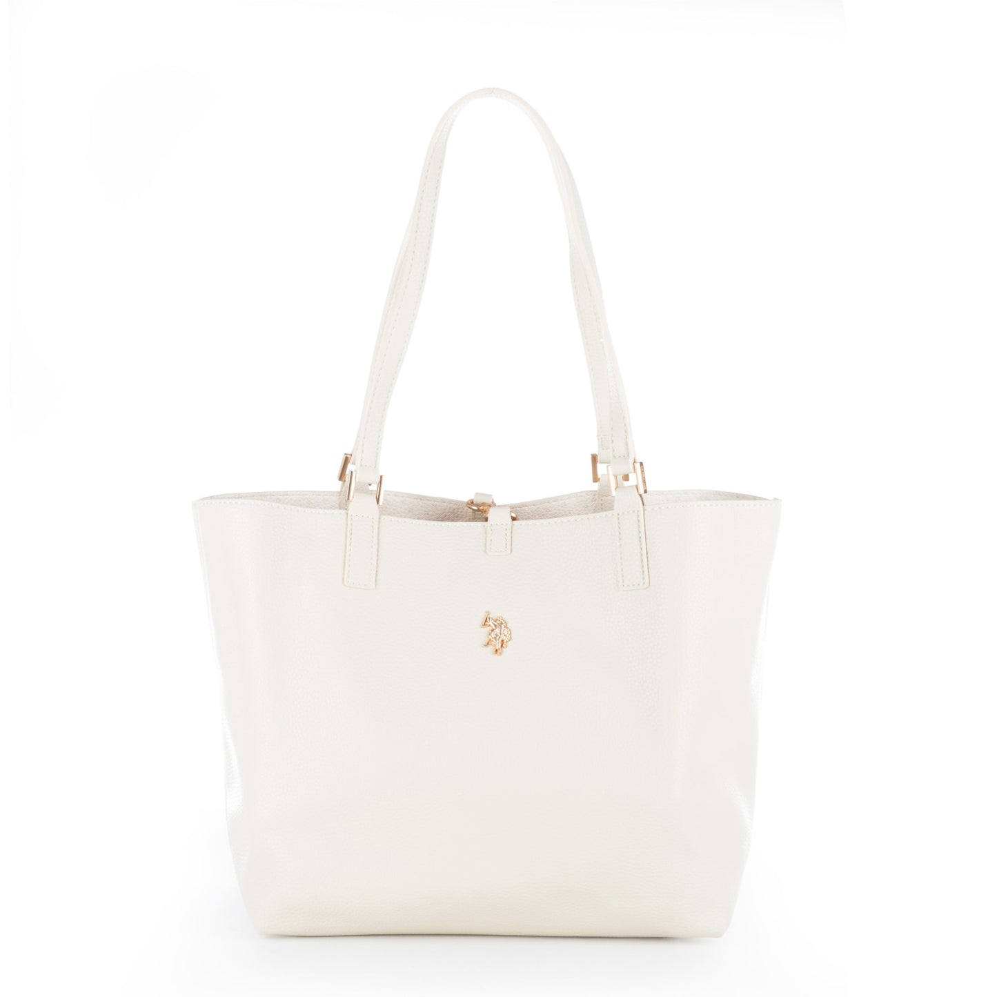 Bolsa Tote U.S. Polo Assn. Branco com Bolsa Removível e Logótipo Dourado