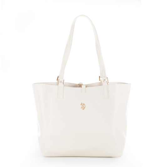 Bolsa Tote U.S. Polo Assn. Branco com Bolsa Removível e Logótipo Dourado