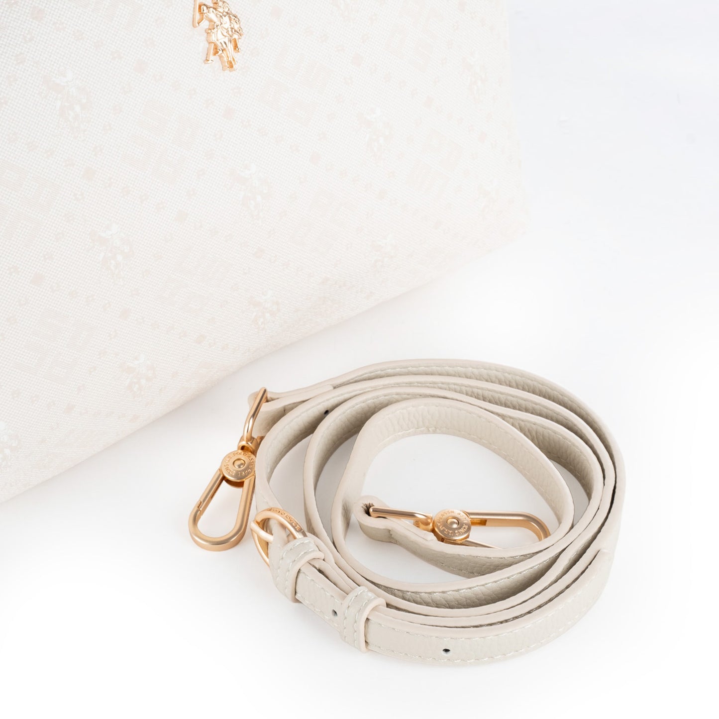 Bolsa Tote U.S. Polo Assn. Branco com Bolsa Removível e Logótipo Dourado