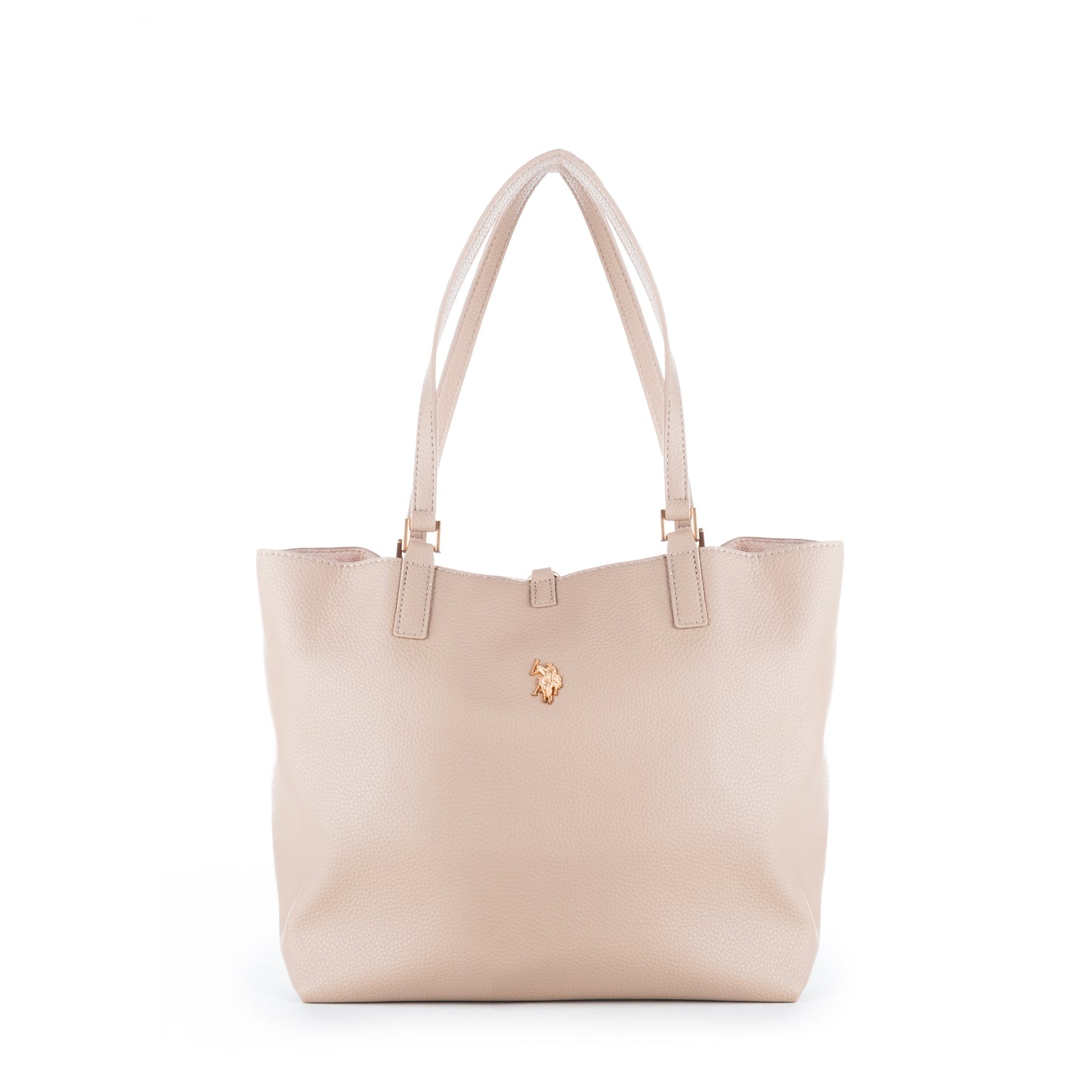 Bolsa Tote Us Polo Bege com Logo Dourado