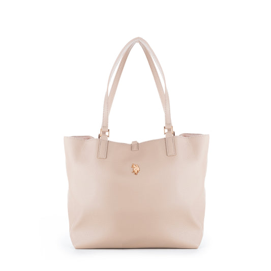Bolsa Tote Us Polo Bege com Logo Dourado