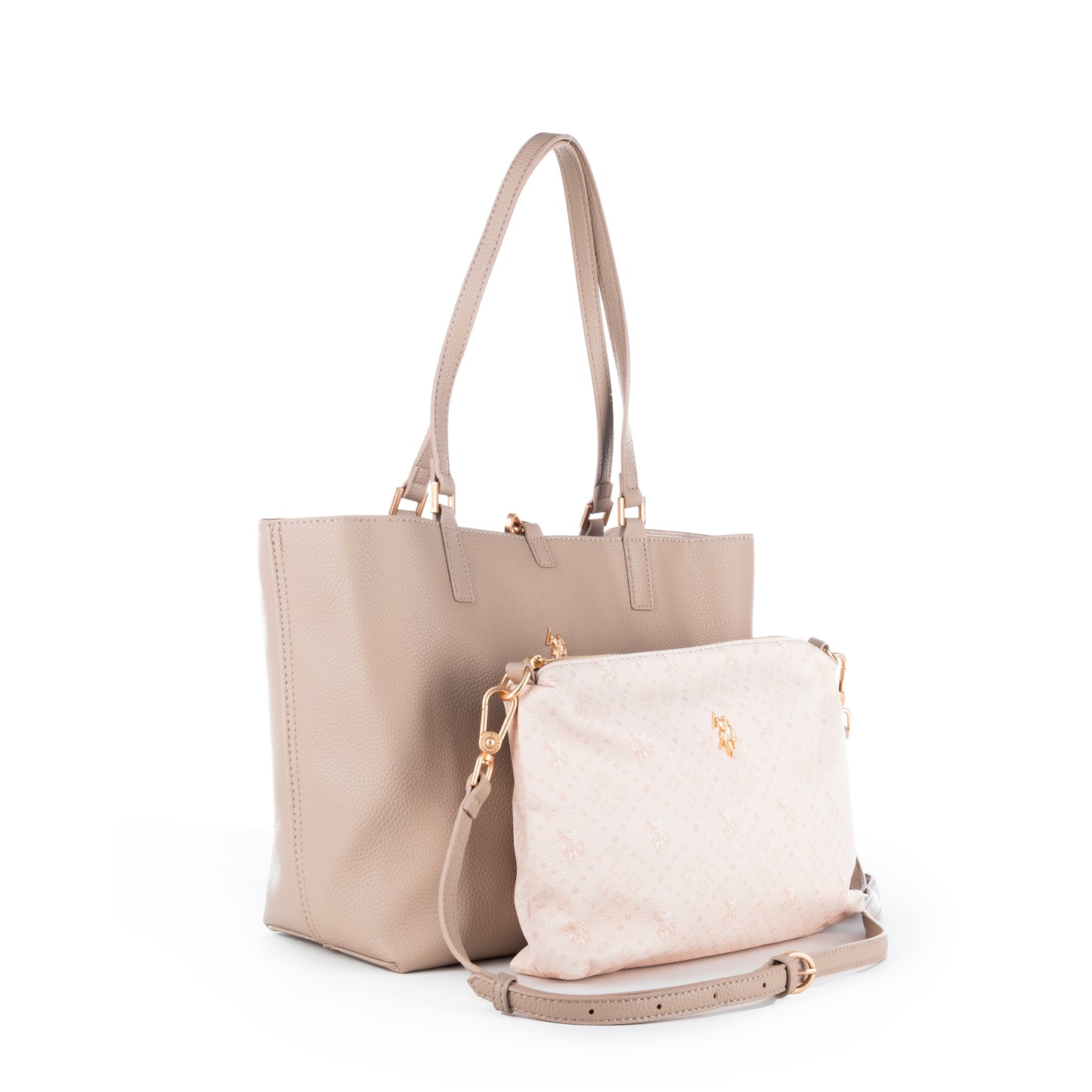 Bolsa Tote Us Polo Bege com Logo Dourado