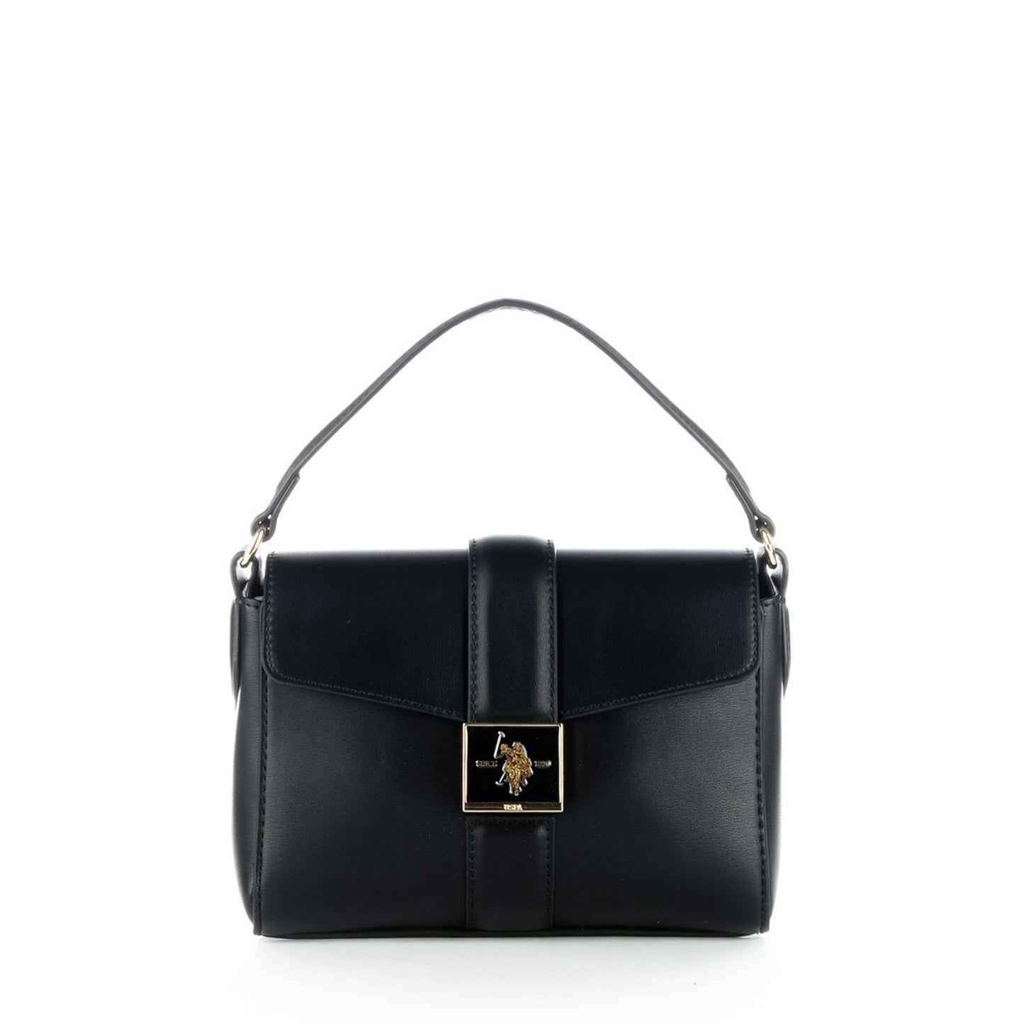 Bolsa de Ombro U.S. Polo Assn. Preta com Fecho Decorativo Metálico