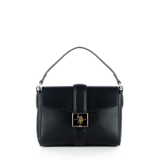 Bolsa de Ombro U.S. Polo Assn. Preta com Fecho Decorativo Metálico