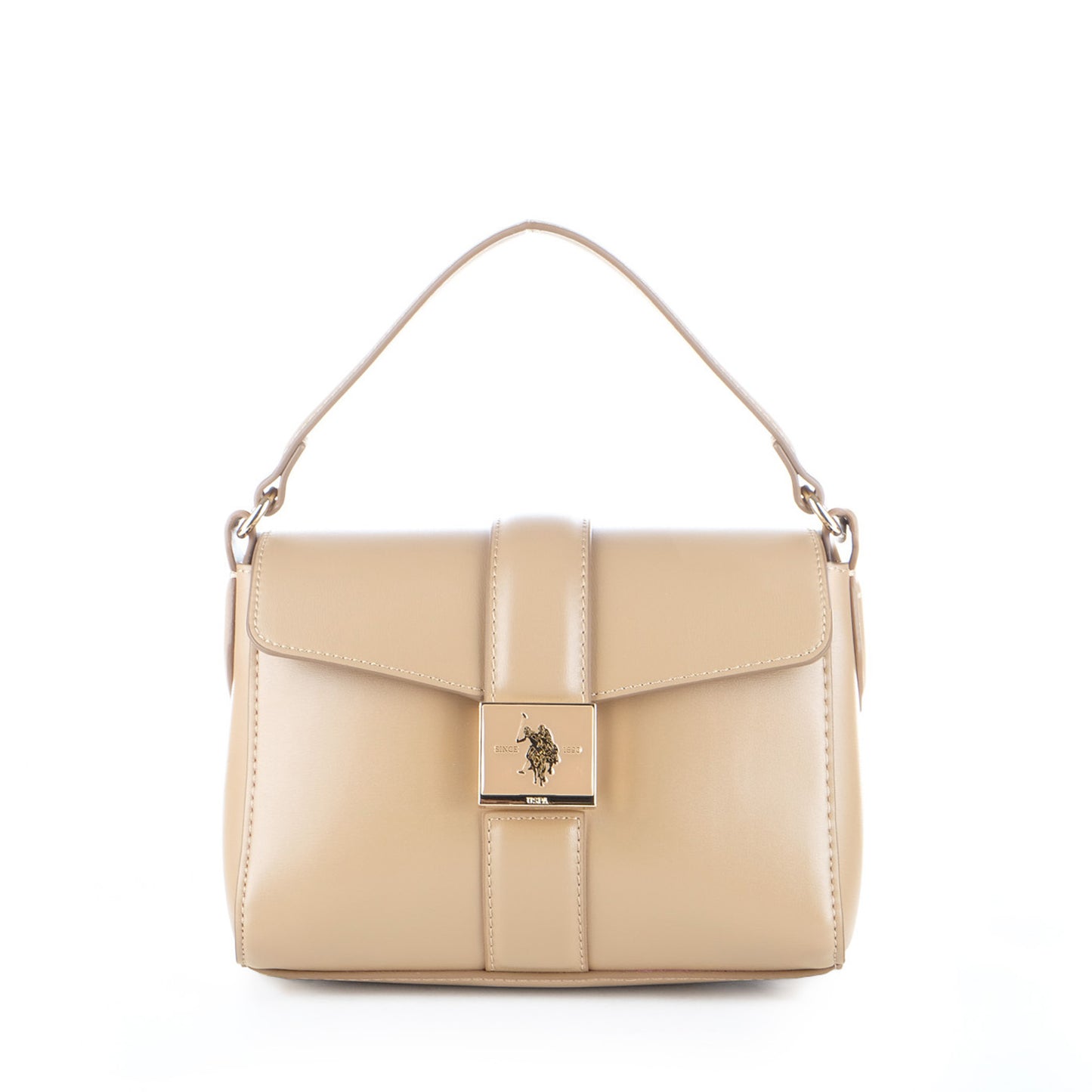 Bolsa de Ombro U.S. Polo Assn. Bege com Fecho Decorativo Metálico
