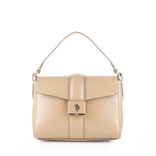 Bolsa de Ombro U.S. Polo Assn. Bege com Fecho Decorativo Metálico