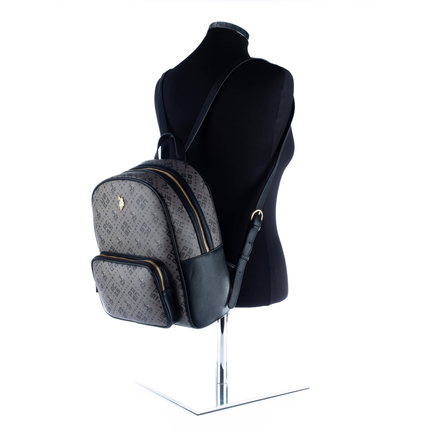 Mochila Feminina US Polo Preta com Estampa