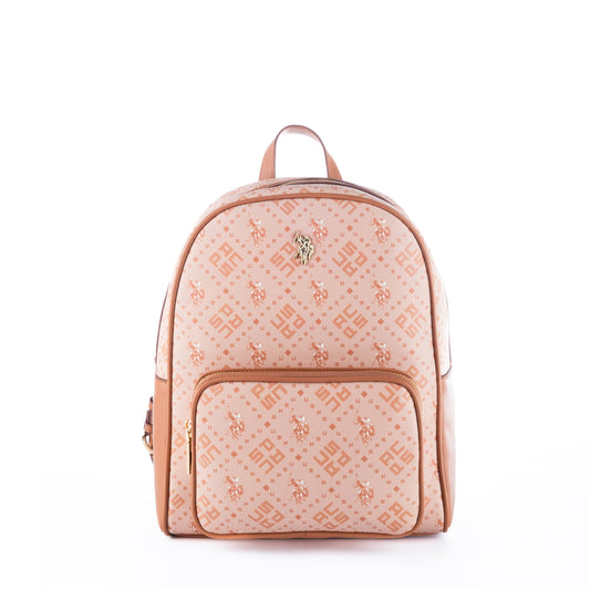 Mochila Feminina US Polo Rosa Detalhes Dourados