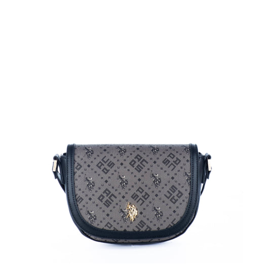 Bolsa Tiracolo Feminina US Polo Cinza com Detalhes Pretos