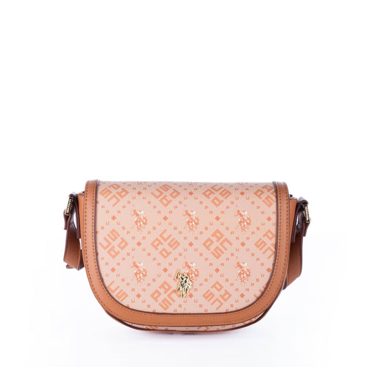 Bolsa Tiracolo Feminina US Polo Bege com Estampa