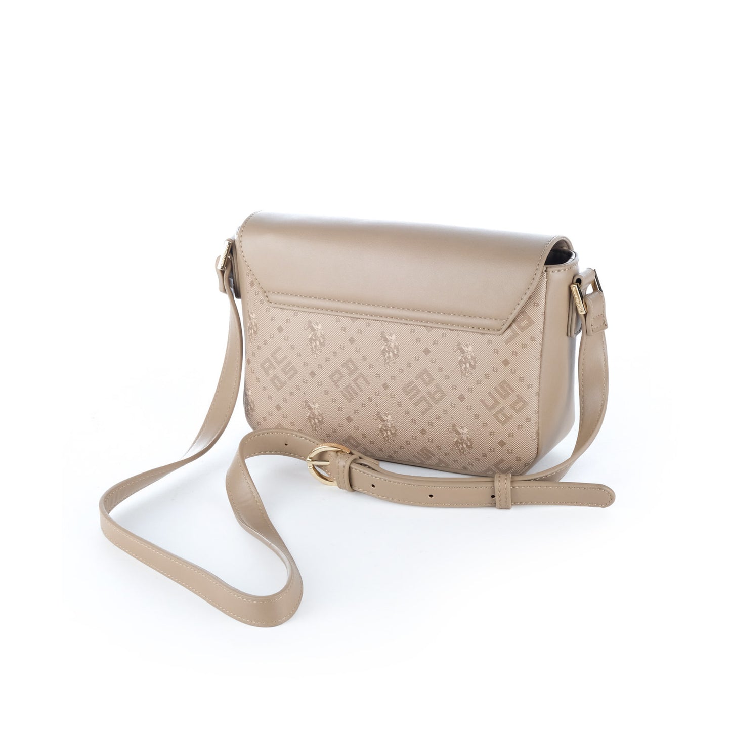Bolsa Tiracolo U.S. Polo Assn. Bege com Monograma e Logótipo Metálico