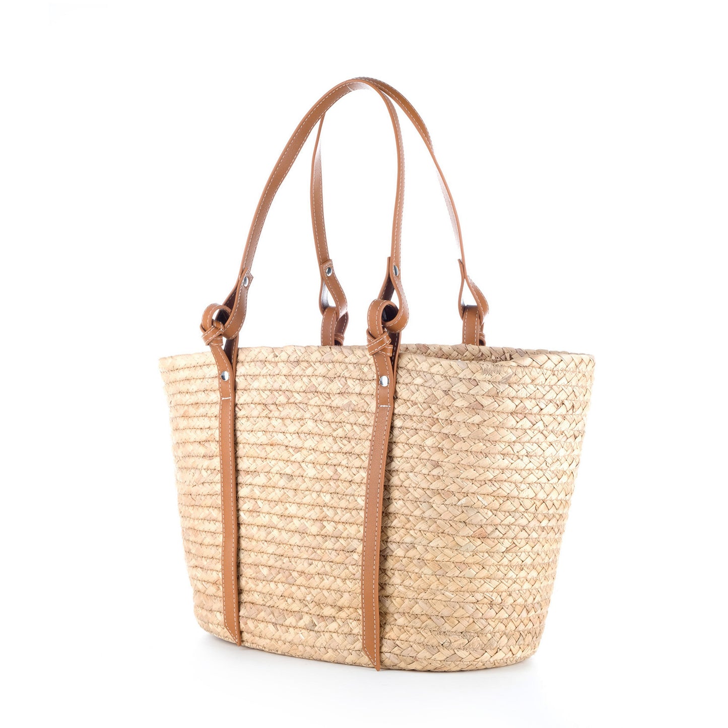 Bolsa Tote U.S. Polo Assn. Bege em Trançado com Alças Castanhas e Logótipo Frontal
