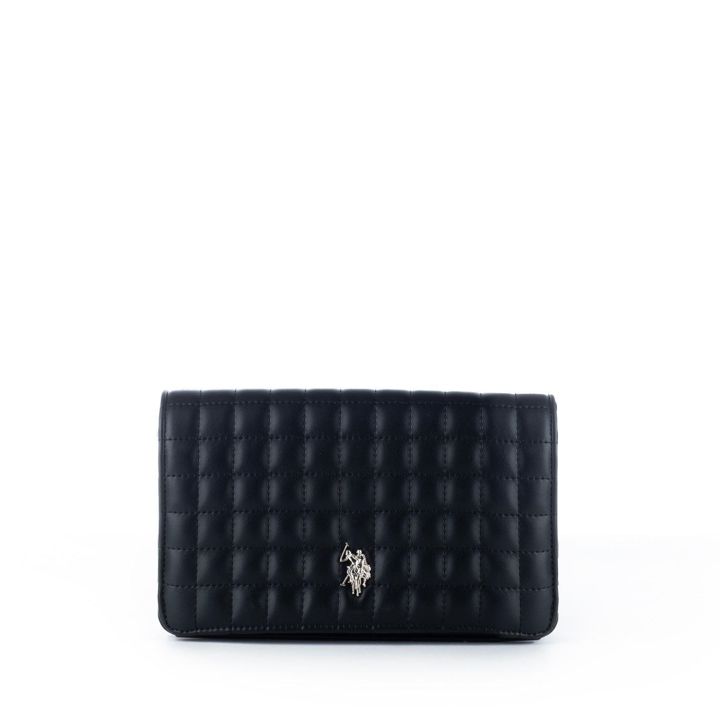 Bolsa Tiracolo Clutch US Polo Preta com Detalhe Metálico