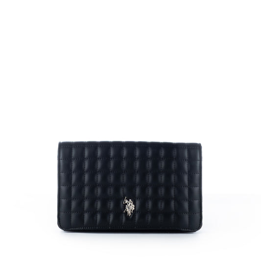 Bolsa Tiracolo Clutch US Polo Preta com Detalhe Metálico
