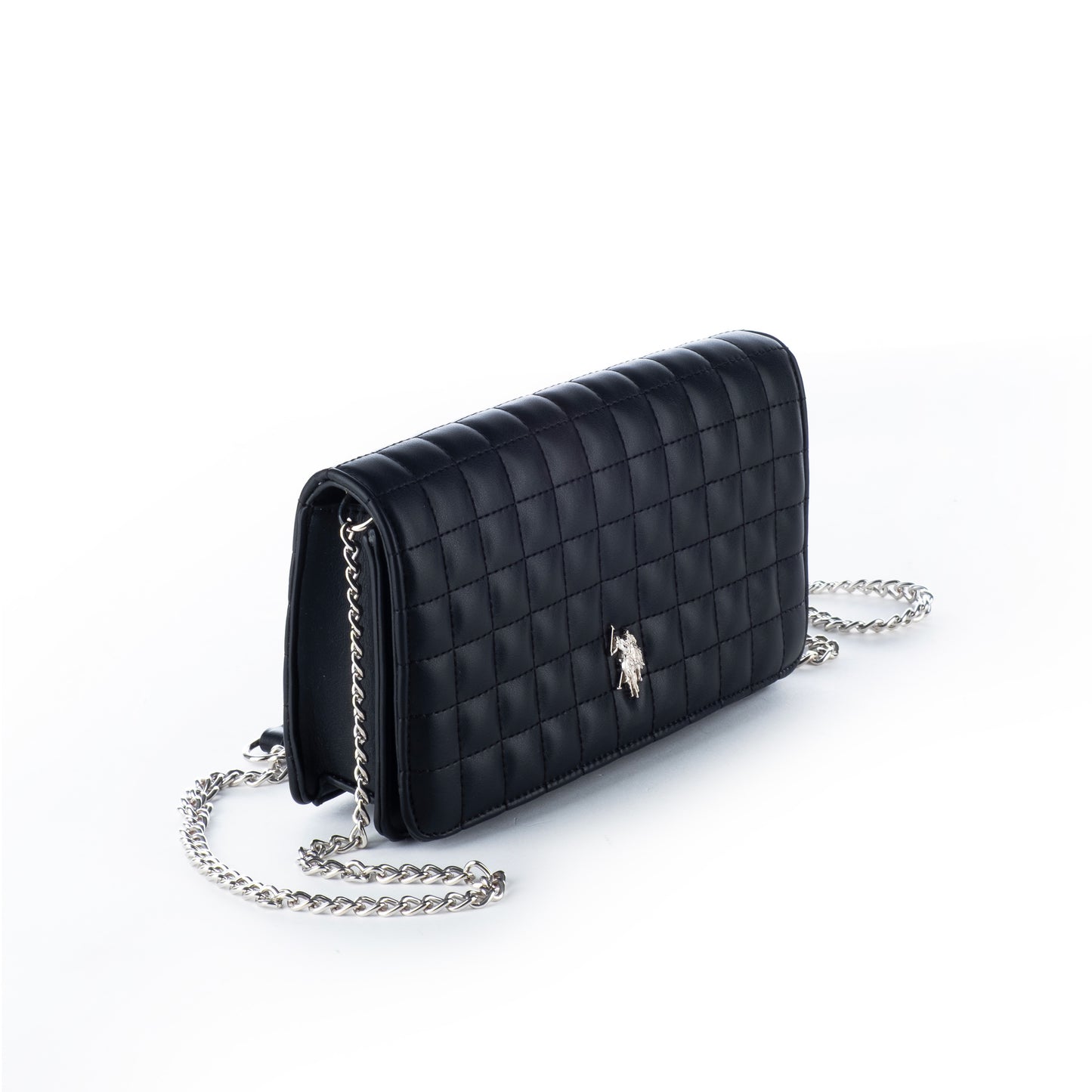 Bolsa Tiracolo Clutch US Polo Preta com Detalhe Metálico