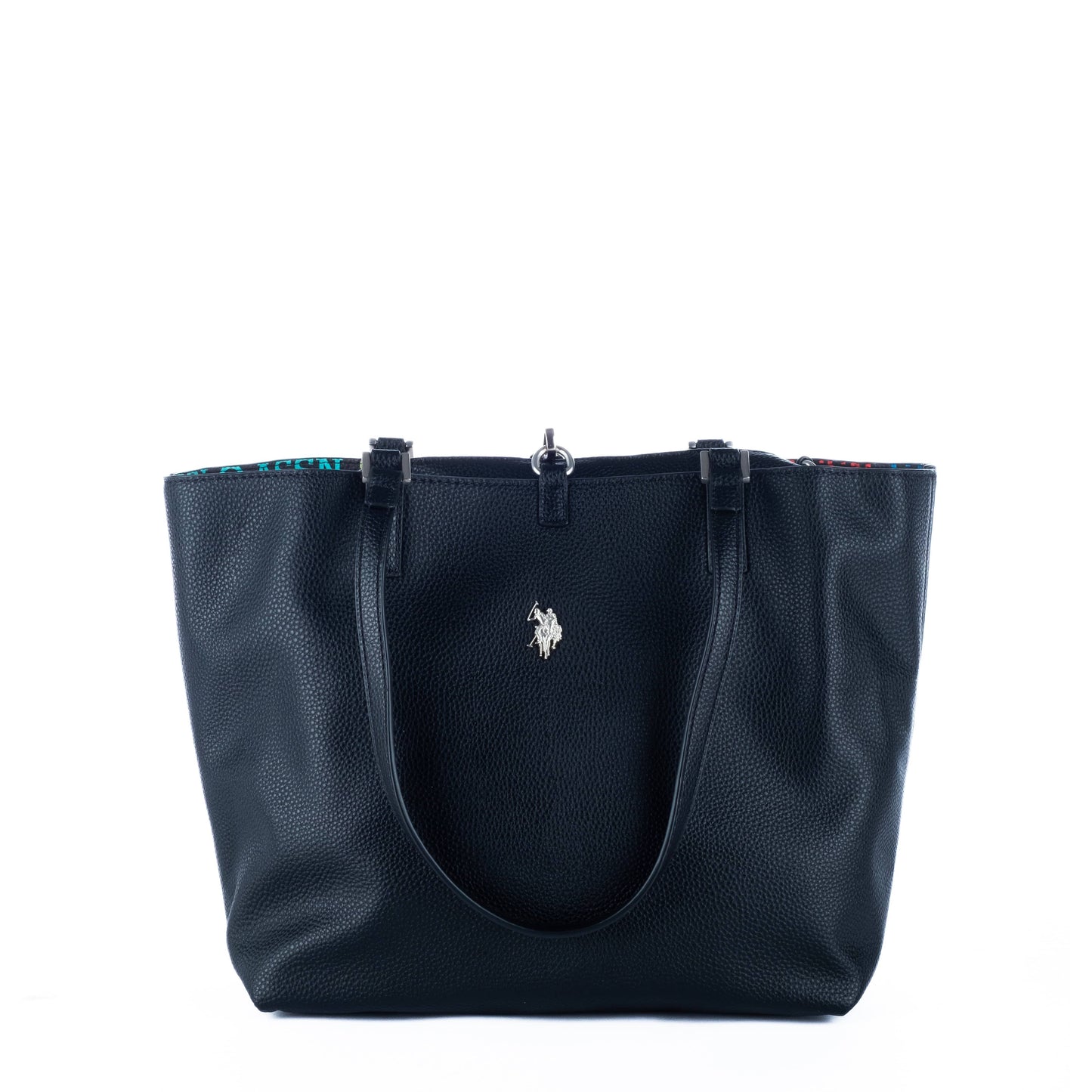 Bolsa Tote Feminina US Polo Azul-Marinho com Detalhe Metálico