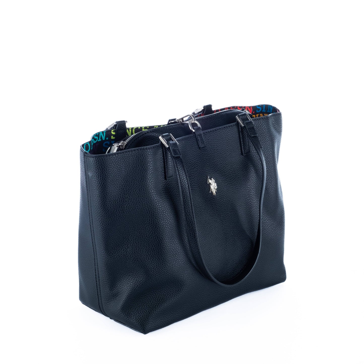 Bolsa Tote Feminina US Polo Azul-Marinho com Detalhe Metálico