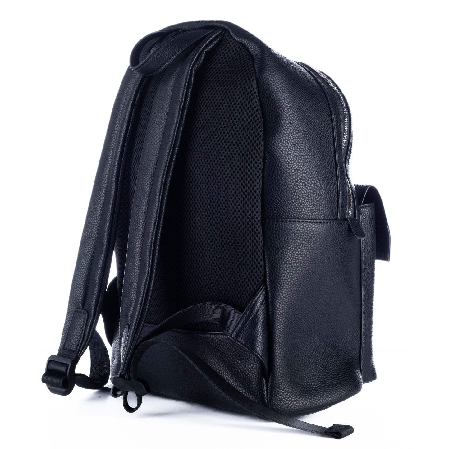 Mochila Unisexo US Polo Preta em Material Sintético Texturizado com Bolso Frontal com Aba