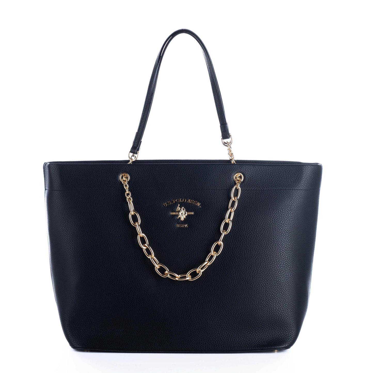 Bolsa Tote Us Polo Preto com Corrente Dourada