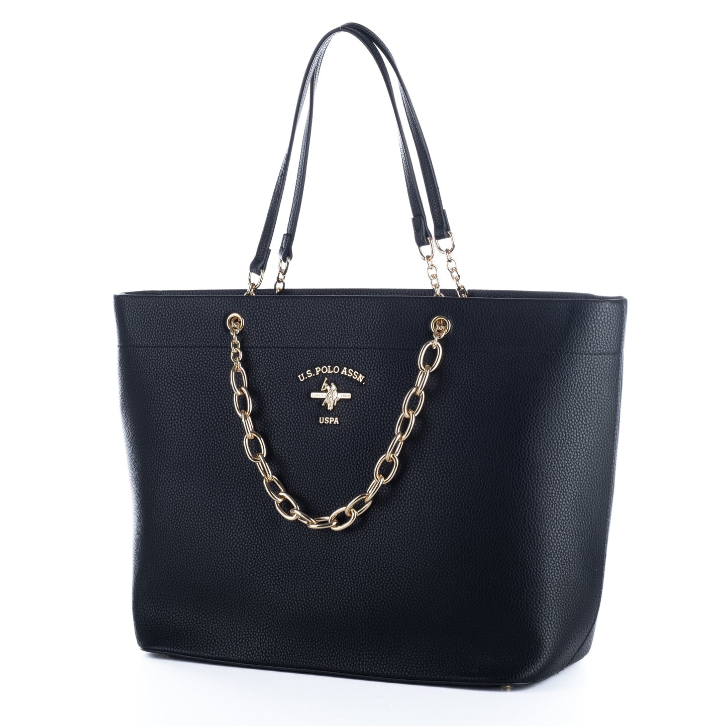 Bolsa Tote Us Polo Preto com Corrente Dourada
