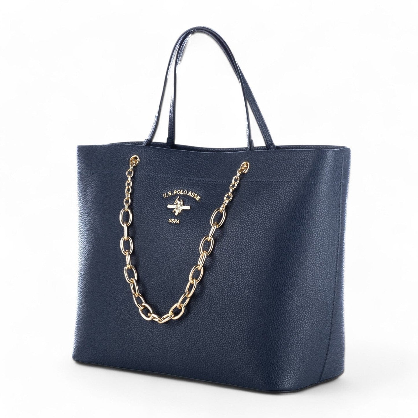Bolsa Tote Us Polo Azul com Detalhes em Corrente Dourada