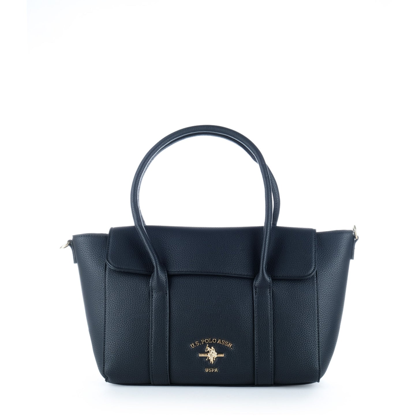 Bolsa Tote U.S. Polo Assn. Preta com Alças Duplas e Logótipo Dourado
