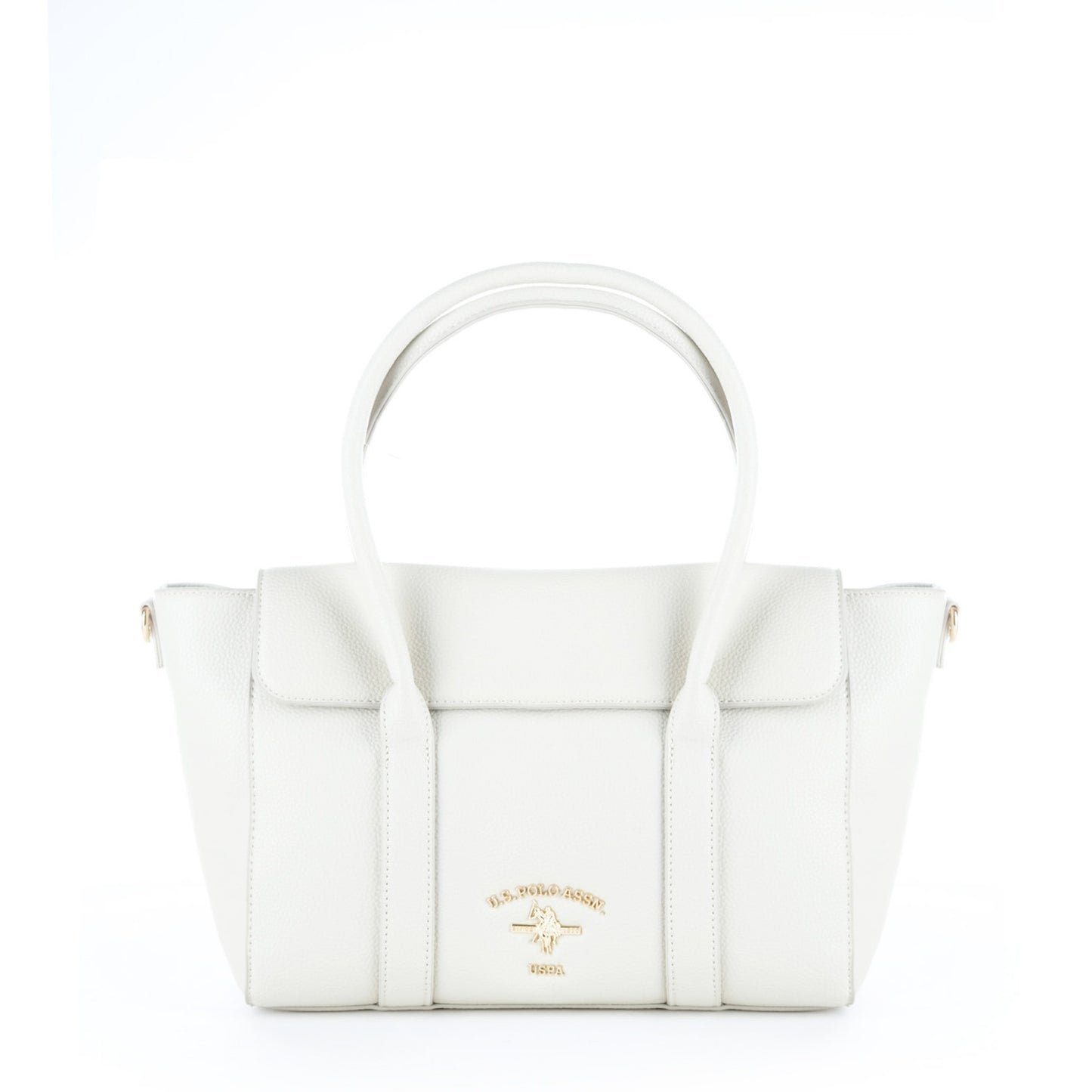 Bolsa Satchel U.S. Polo Assn. Branca com Alças e Detalhes Dourados
