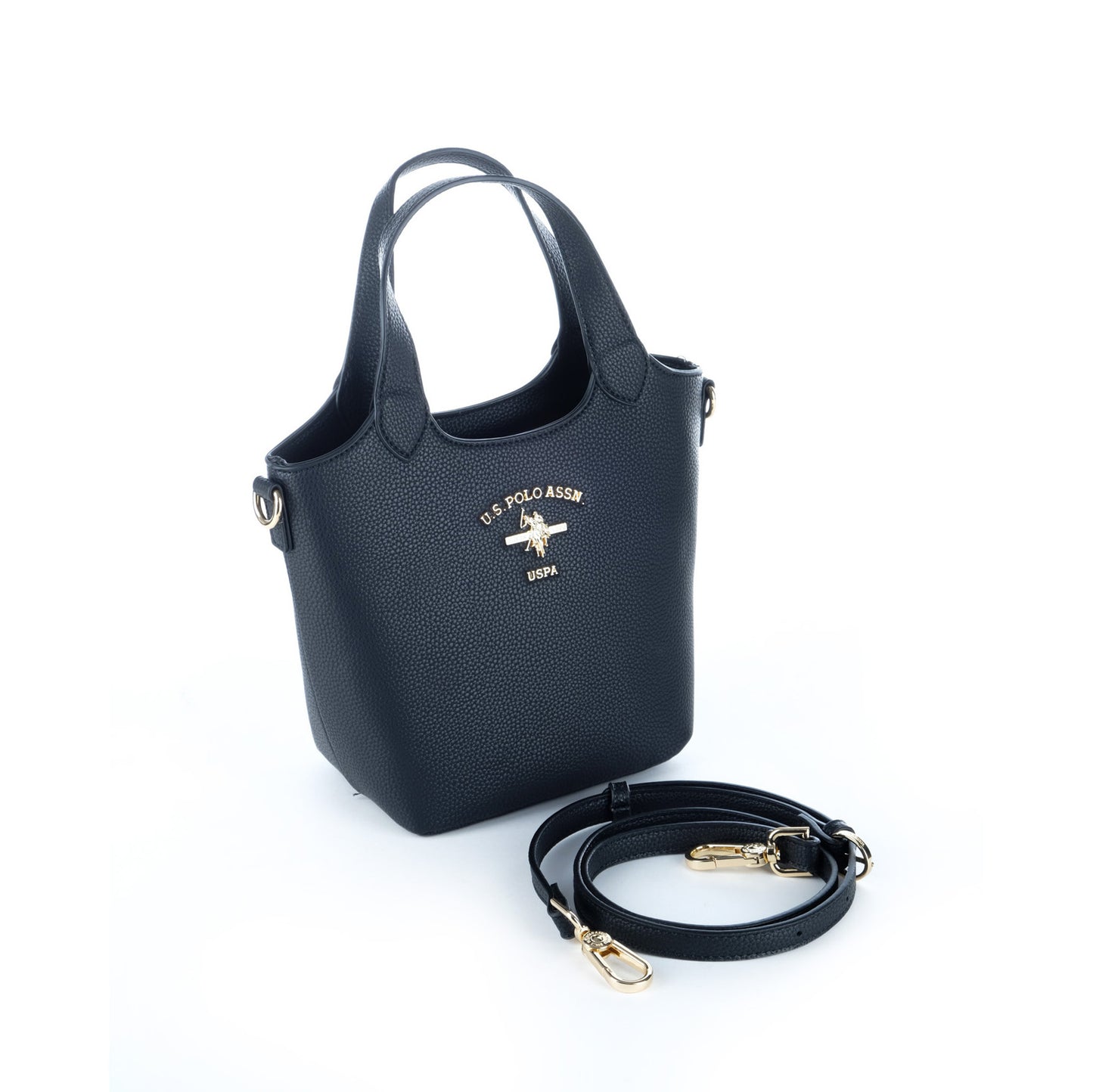 Bolsa Tote U.S. Polo Assn. Preta com Logótipo Dourado