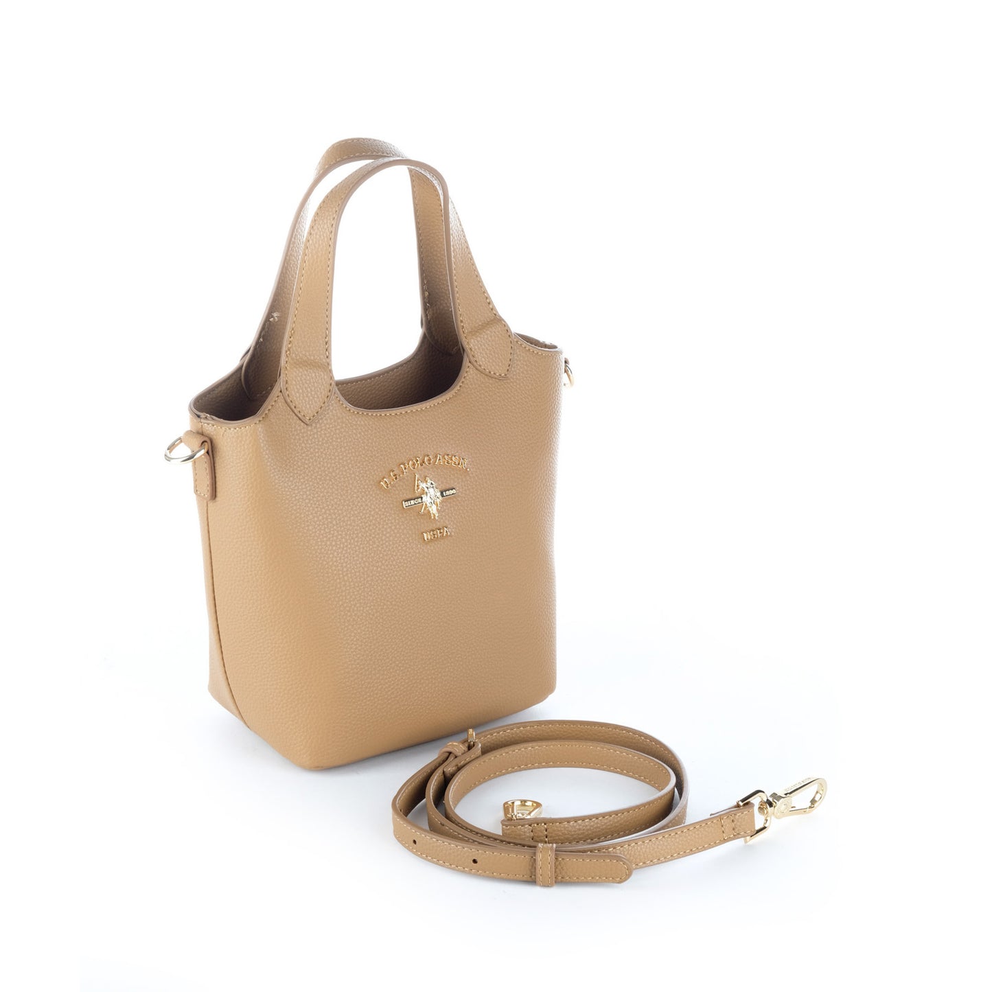 Bolsa Tote U.S. Polo Assn. Bege com Logótipo Dourado