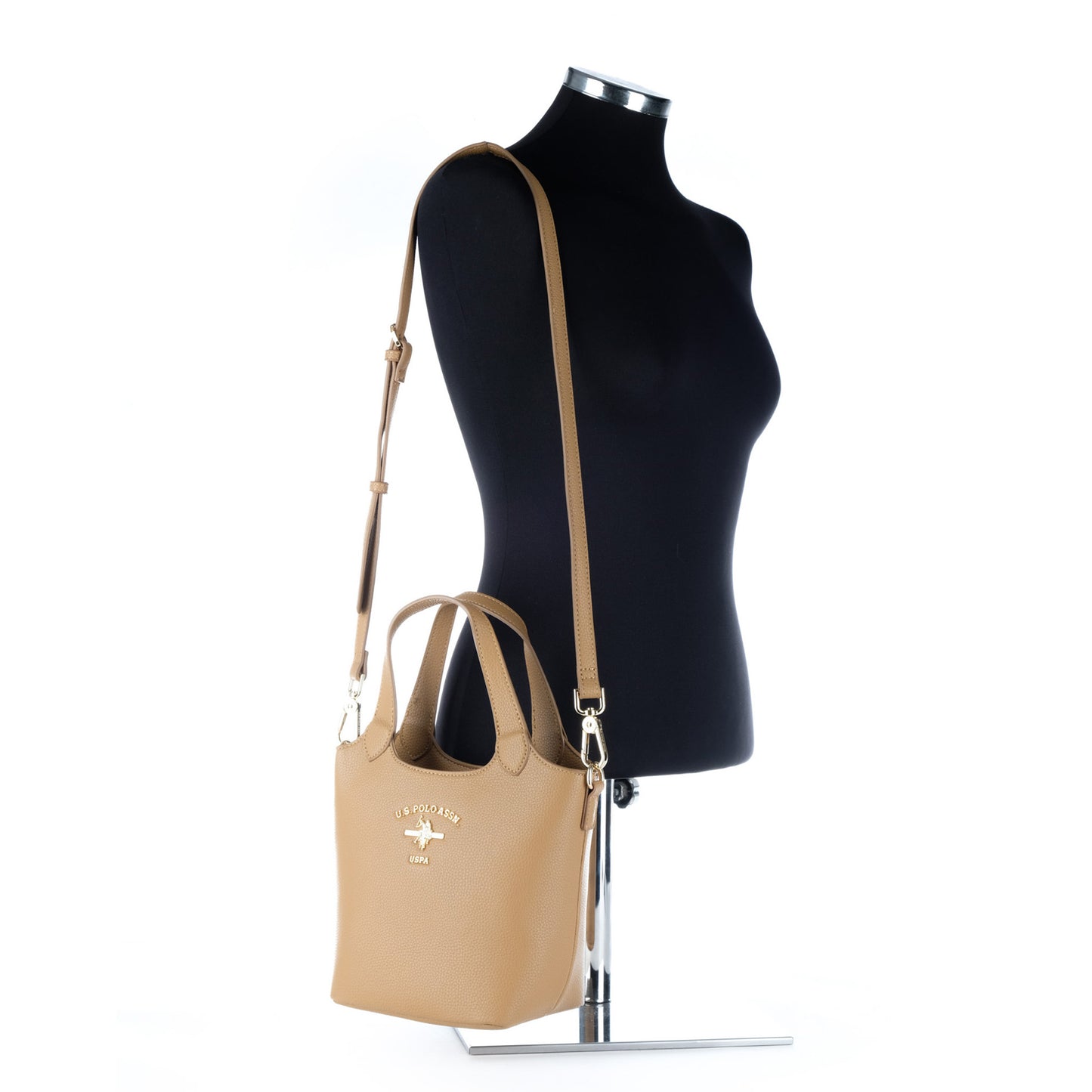 Bolsa Tote U.S. Polo Assn. Bege com Logótipo Dourado