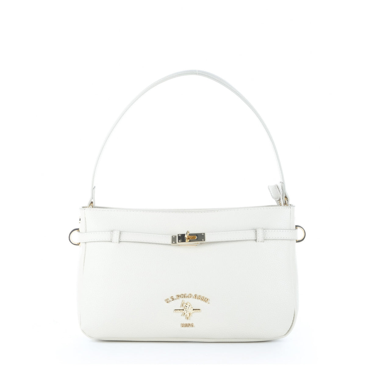 Bolsa de Ombro U.S. Polo Assn. Branca com Fivela Dourada