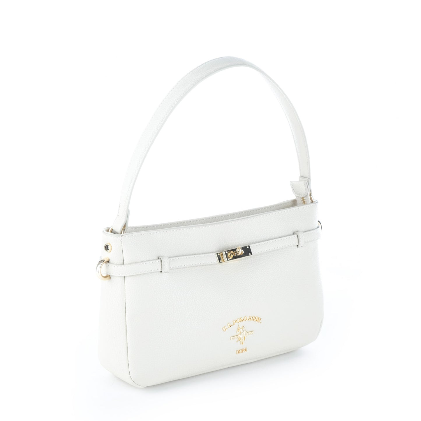 Bolsa de Ombro U.S. Polo Assn. Branca com Fivela Dourada