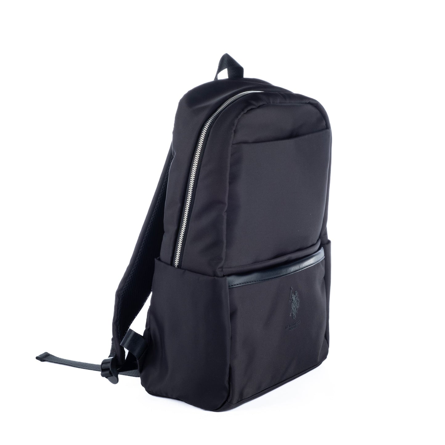 Mochila Unisexo US Polo em Tecido Preto com Design Slim e Bolsos Funcionais