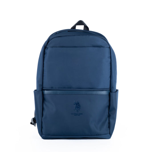Mochila Unisexo US Polo em Tecido Azul Escuro com Design Slim e Bolsos Laterais