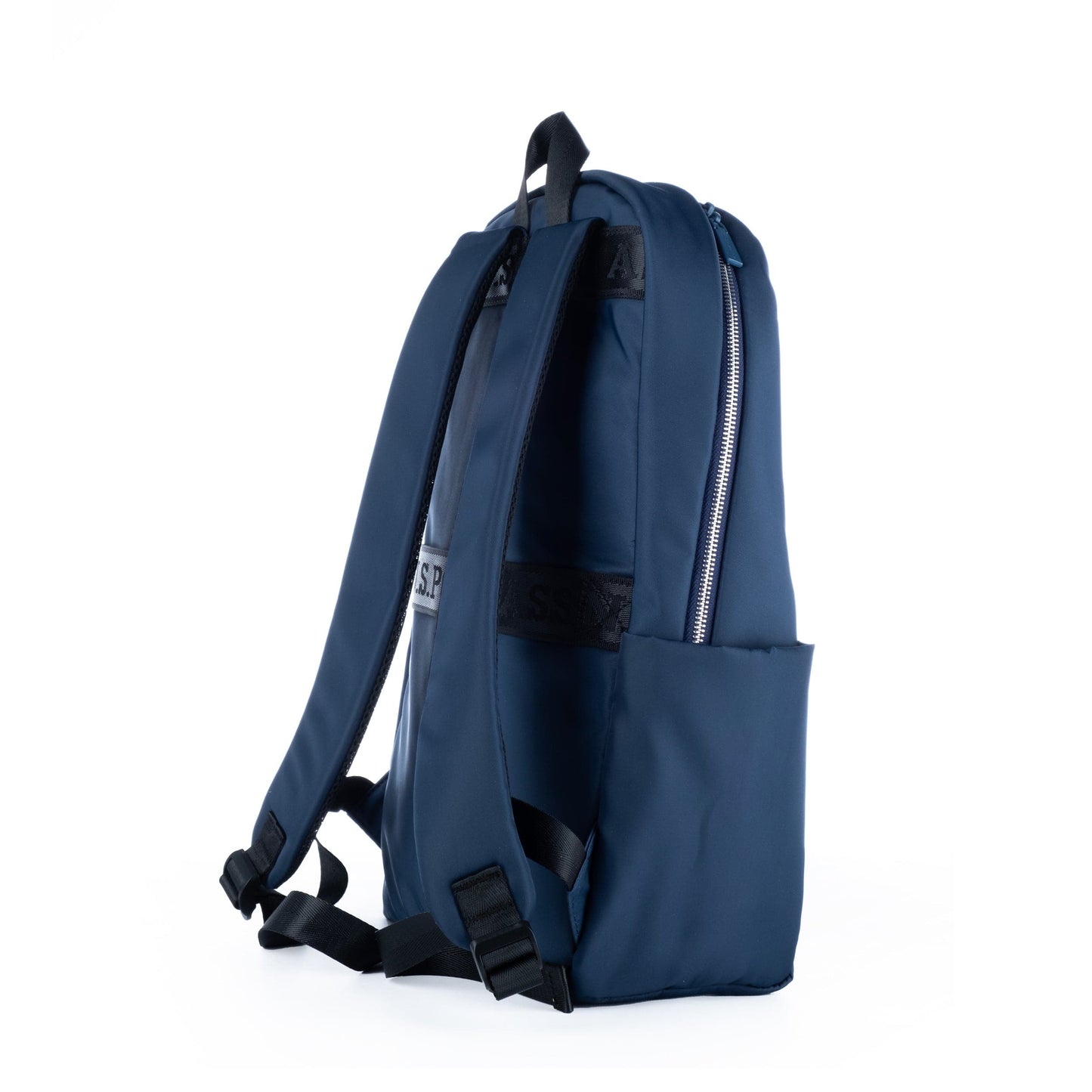 Mochila Unisexo US Polo em Tecido Azul Escuro com Design Slim e Bolsos Laterais