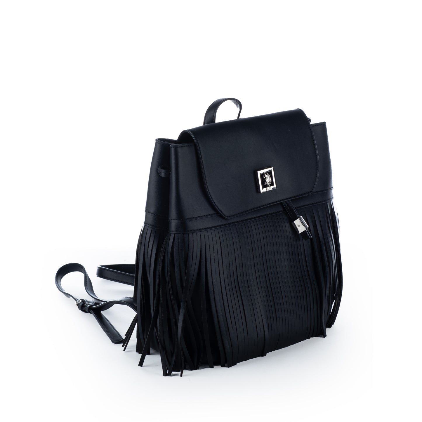 Mochila Mulher US Polo Preta com Franjas