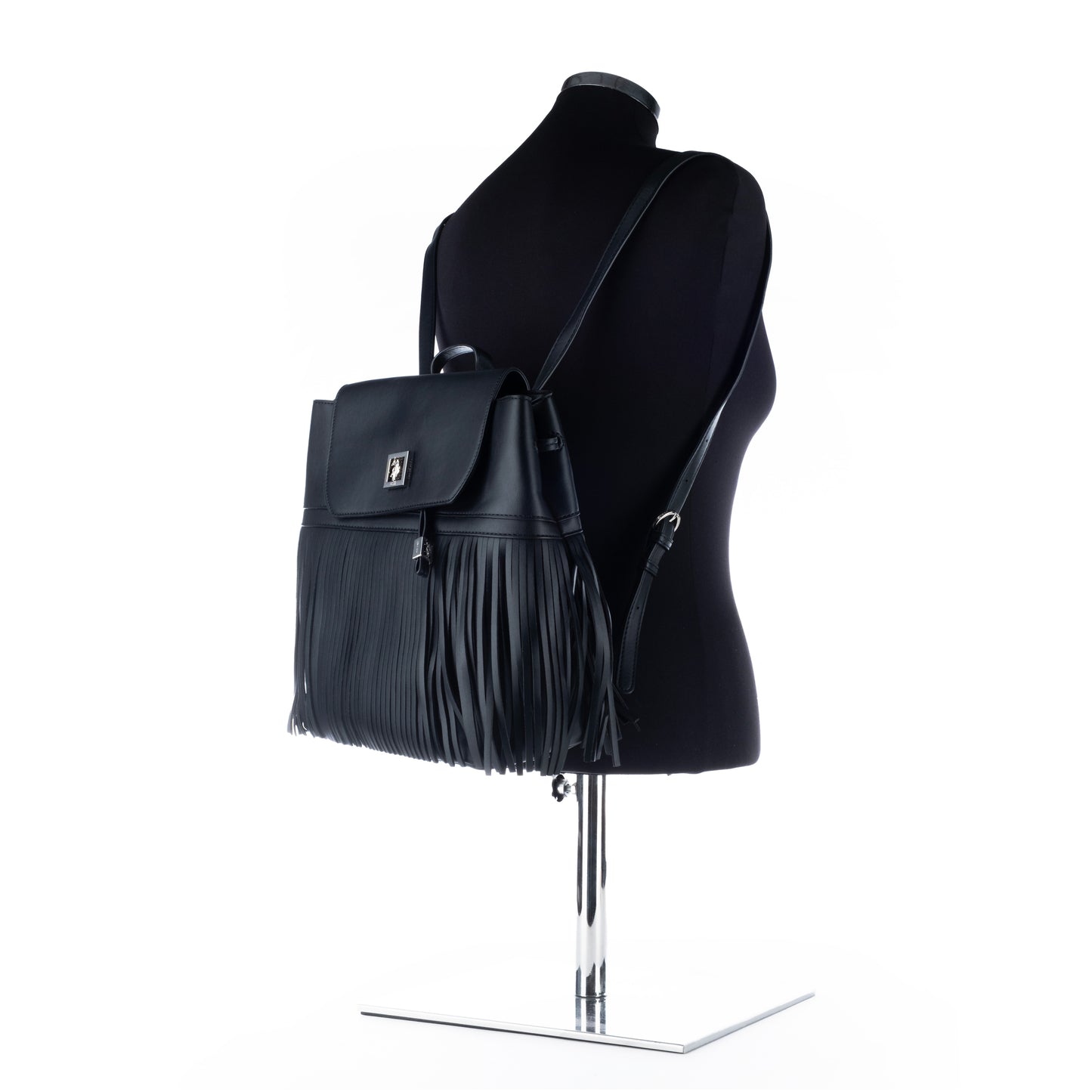 Mochila Mulher US Polo Preta com Franjas