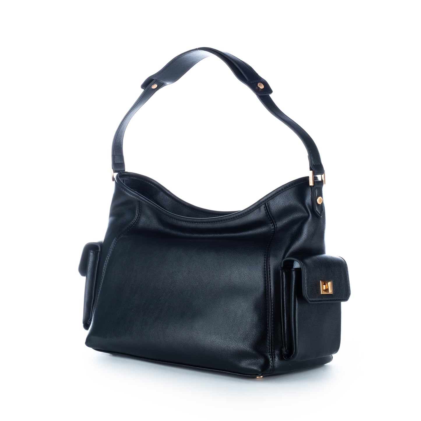 Bolsa de Ombro US Polo Preta Detalhes Dourados