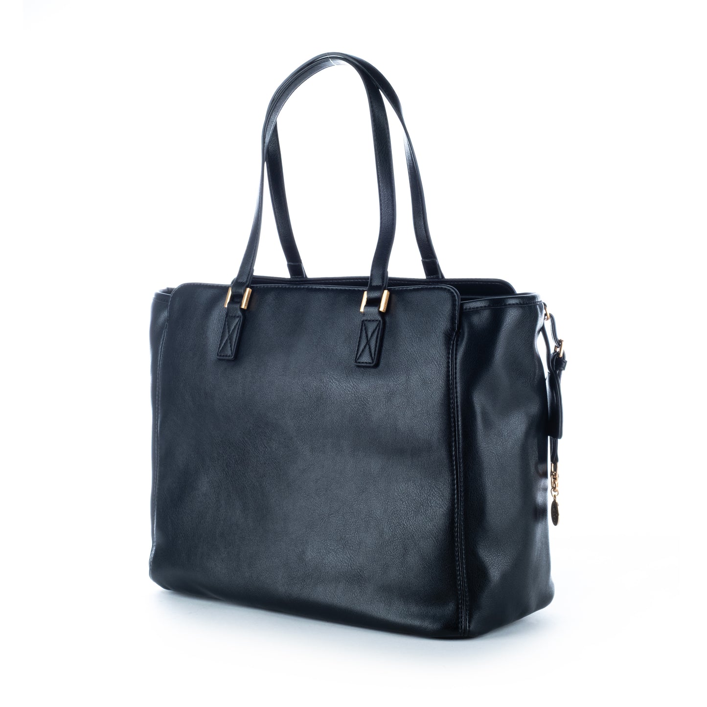 Bolsa Satchel Us Polo Preta com Detalhes Dourados