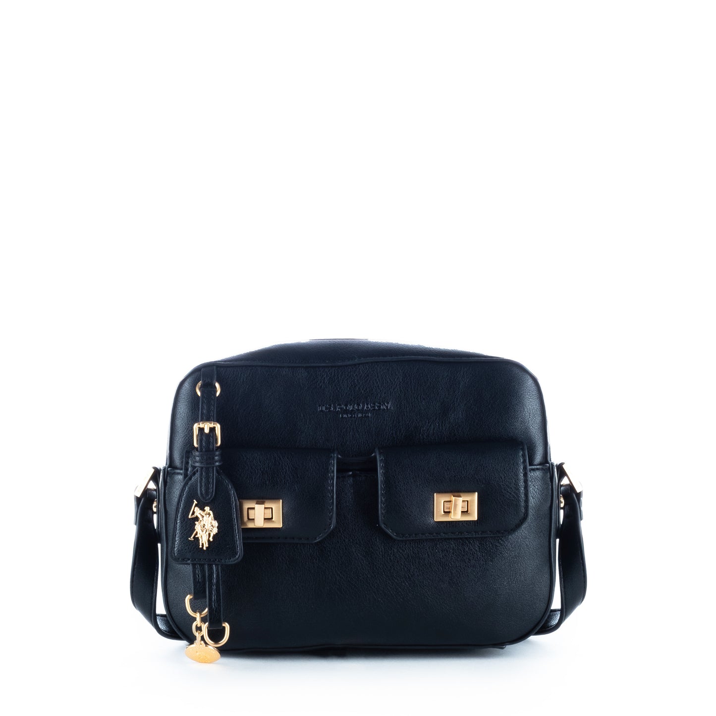 Bolsa Tiracolo Mulher Us Polo Preta com Detalhes Dourados