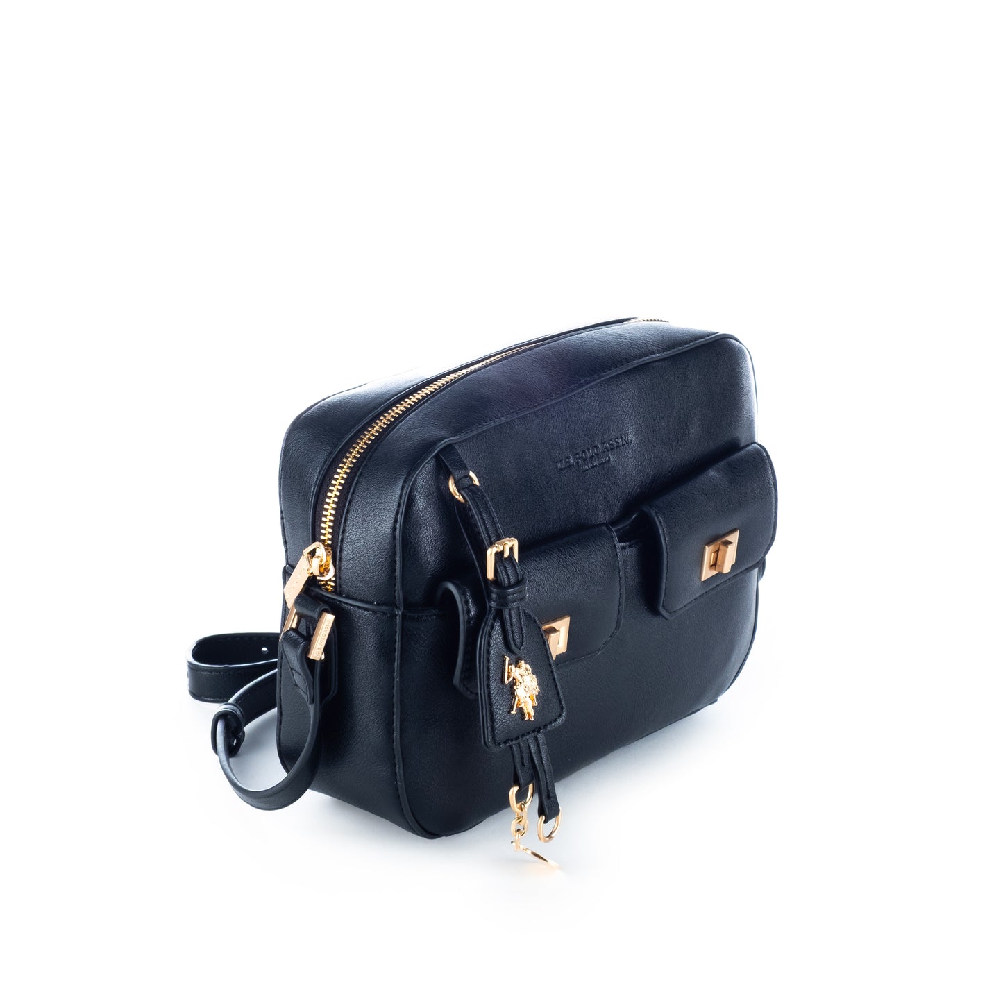 Bolsa Tiracolo Mulher Us Polo Preta com Detalhes Dourados